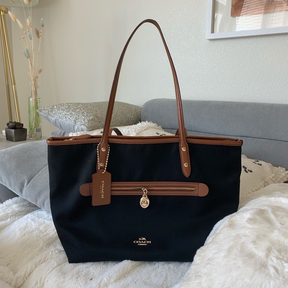 Coach Black and Tan Tote